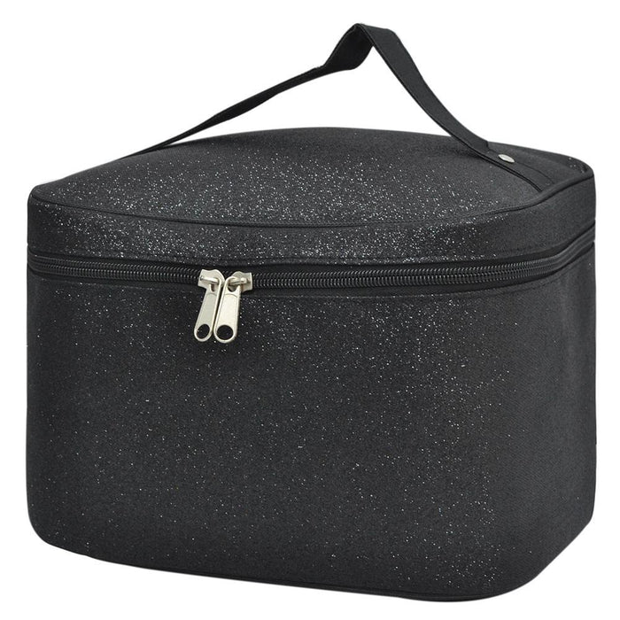 Cosmetic case organizer, womens cosmetic case, cosmetic organizer ideas, custom makeup case, dance competition accessories, cheer gifts in bulk, black glitter cosmetic bag,
