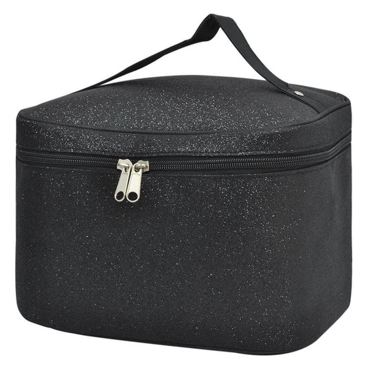 Cosmetic case organizer, womens cosmetic case, cosmetic organizer ideas, custom makeup case, dance competition accessories, cheer gifts in bulk, black glitter cosmetic bag,
