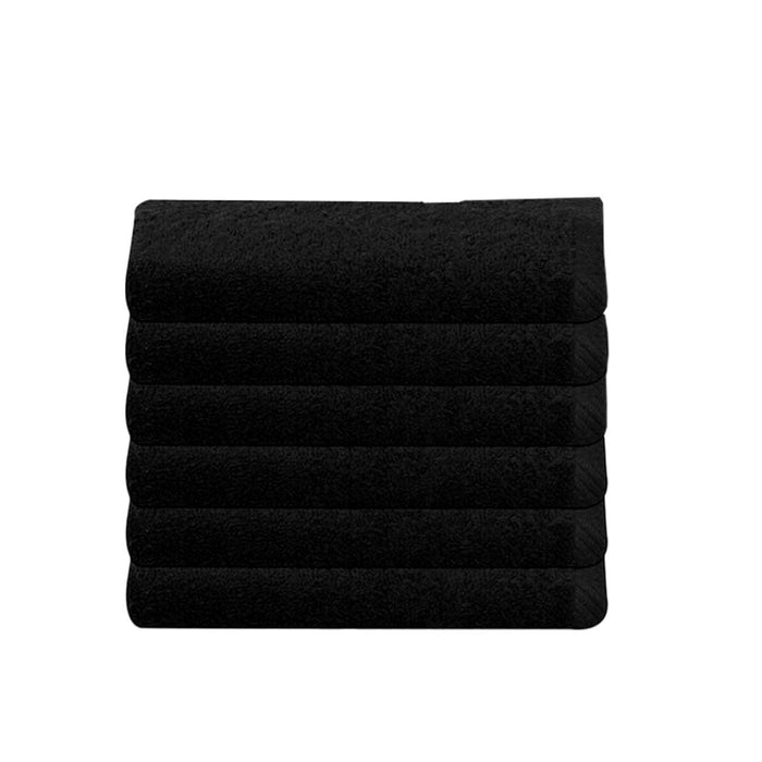 bleach-resistant black hand spa towels; black ring-spun cotton hand towels; 16 x 27 black spa towels; absorbent black cotton hand towels; black towels for spa and salon use; bleach-resistant hand towels made in India