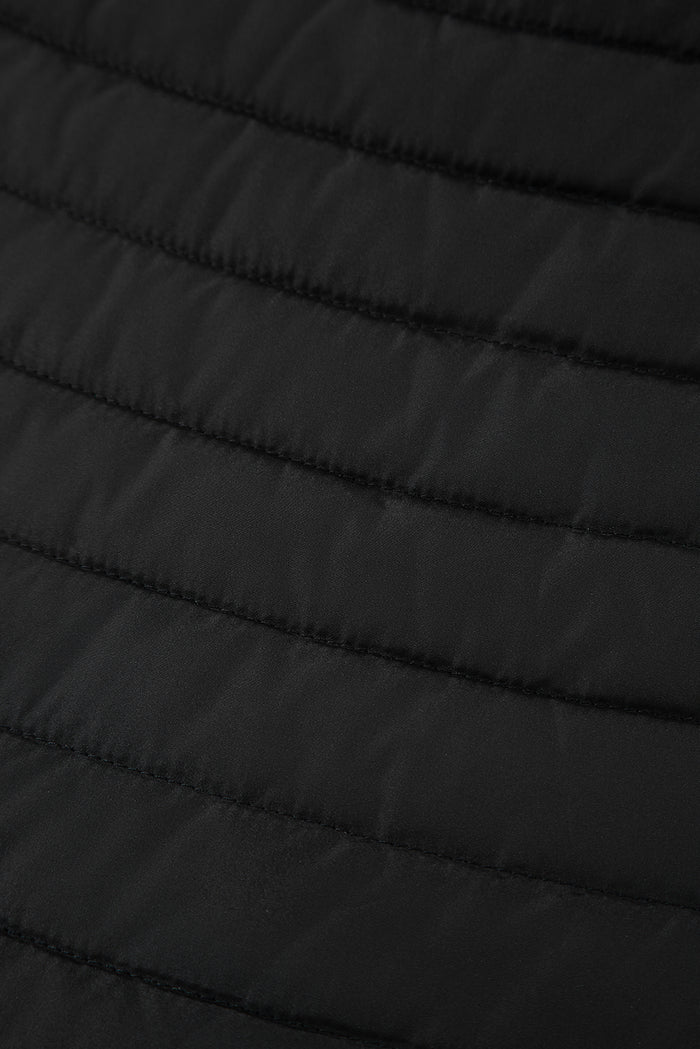 Black Solid Color Quilted Zip-up Puffer Jacket