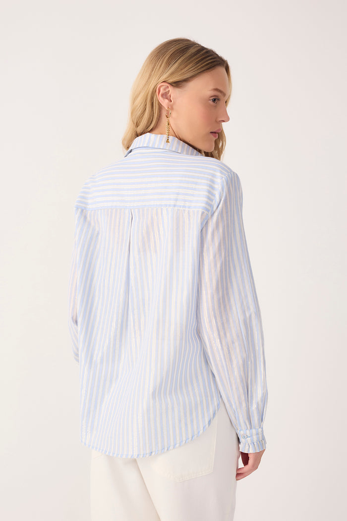 Blue Lurex Stripes Long Sleeve Shirt_6
