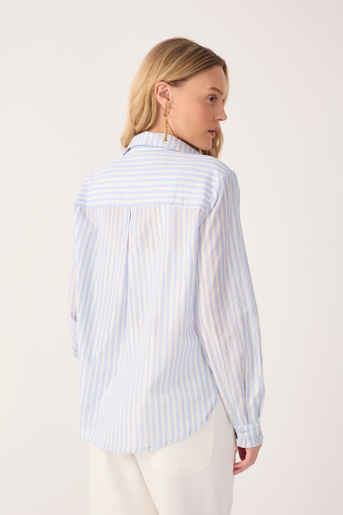Blue Lurex Stripes Long Sleeve Shirt_7