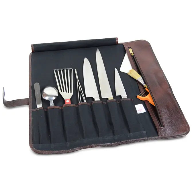 Boldric Black D-Ring Canvas Knife Roll - 8 Pockets
