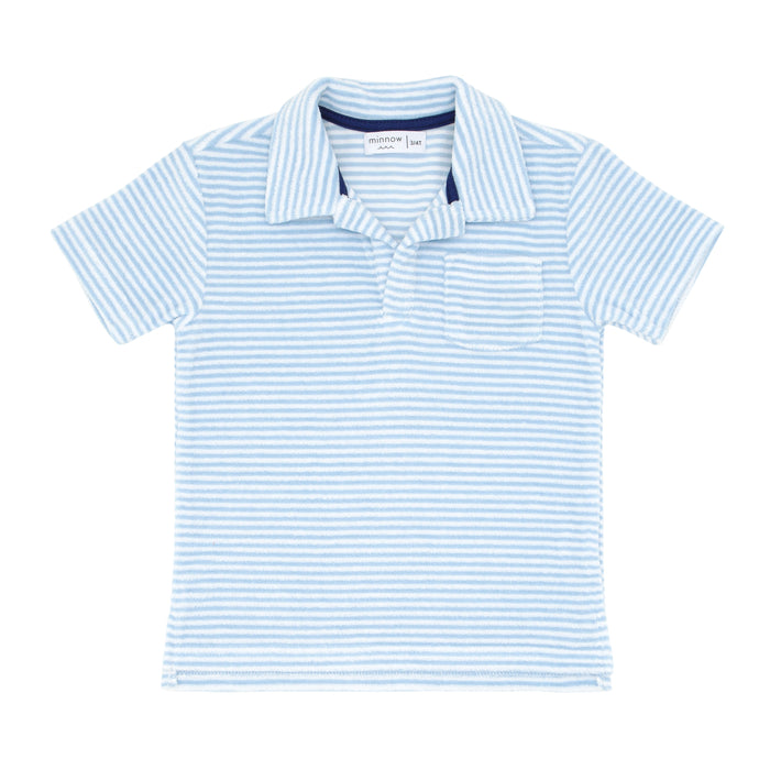 boys powder blue stripe french terry polo