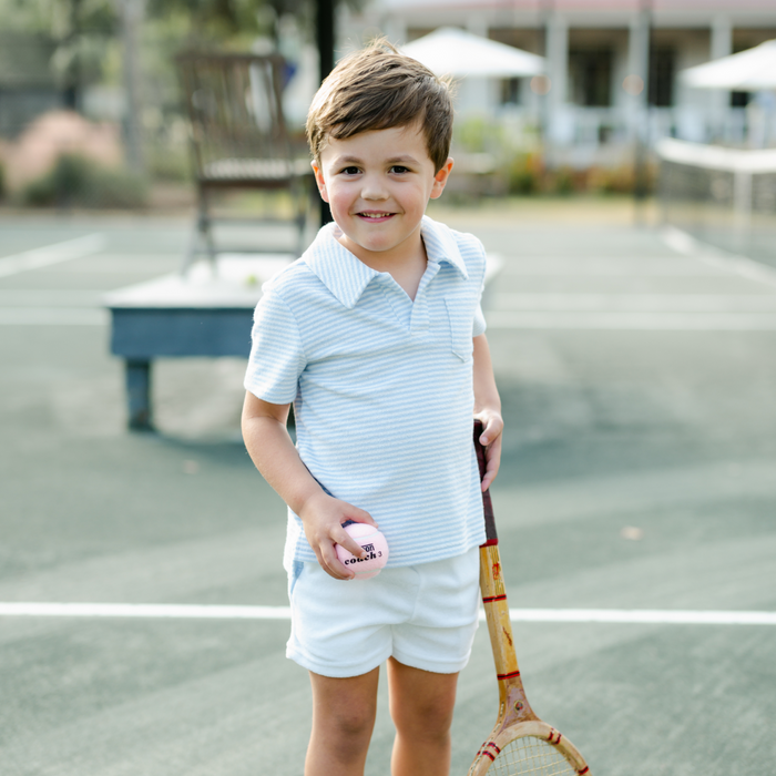boys powder blue stripe french terry polo