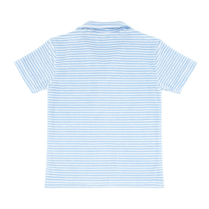 boys powder blue stripe french terry polo