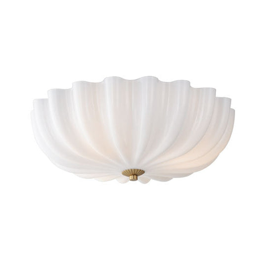 cottage core white ribbed flush mount