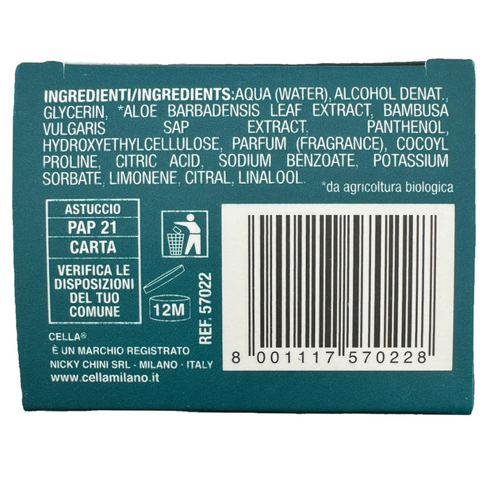 Cella Milano Organic Aloe Vera Pre-Shave Gel 2.6 oz