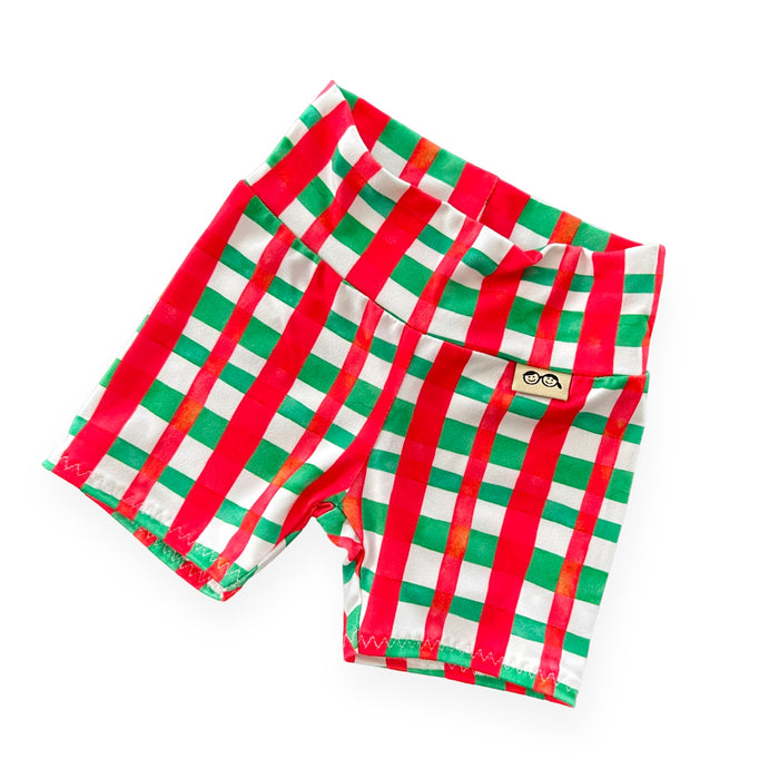 Christmas Gingham Biker Shorts