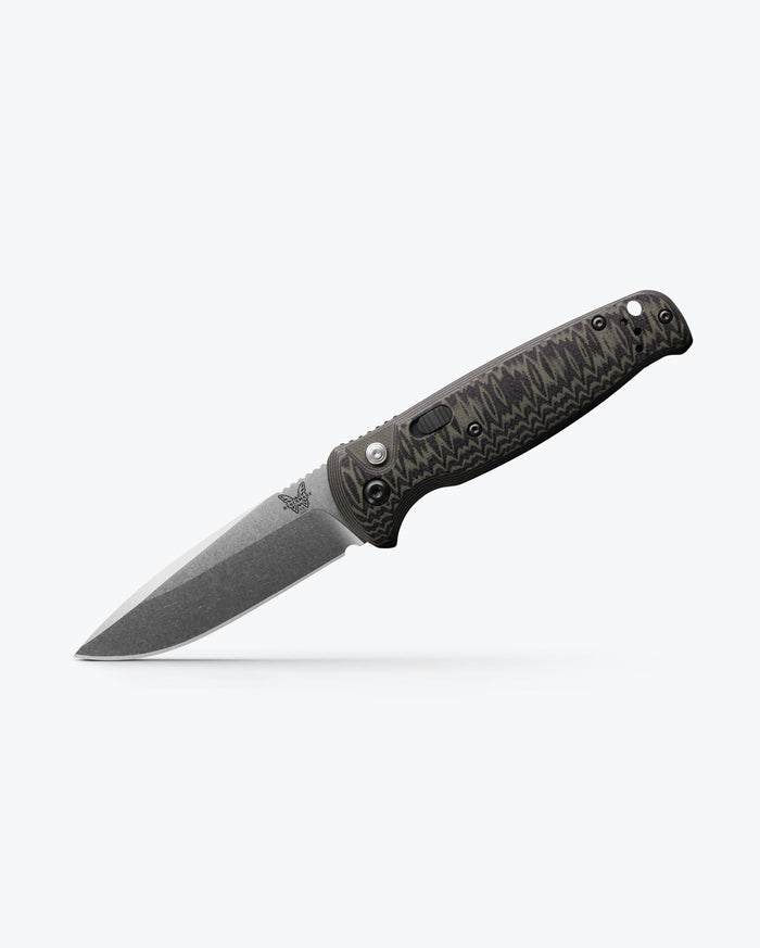 CLA Green & Black G10 knife angled profile view - Benchmade Knife Co.