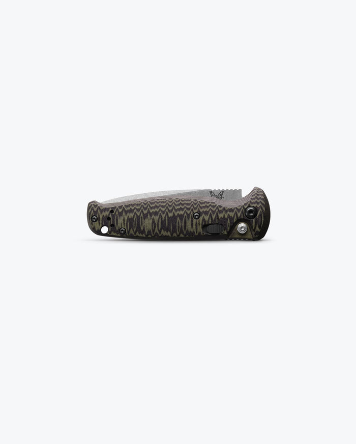 CLA Green & Black G10 knife front view, closed position - Benchmade Knife Co.