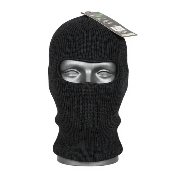 Classic One Hole Balaclava Black Acrylic Knit