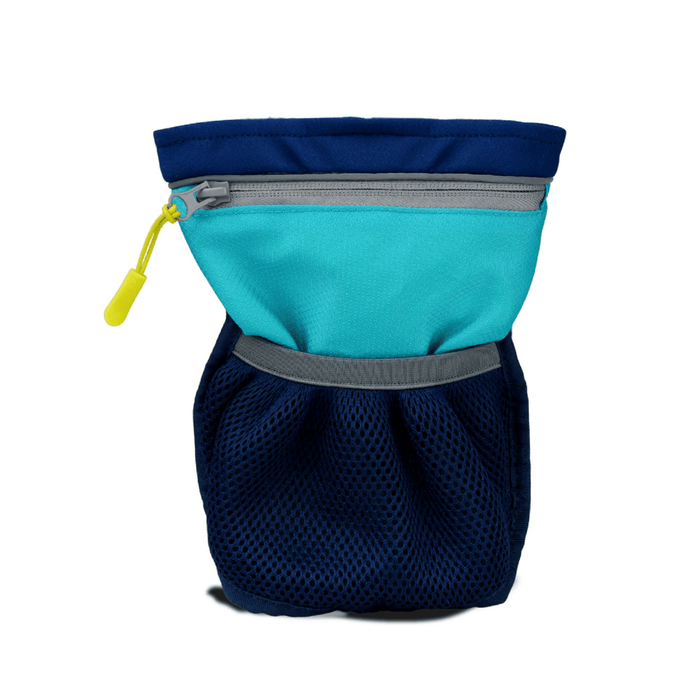 White background with a a Coachi Pro Train and Treat bag in navy and turquoise.