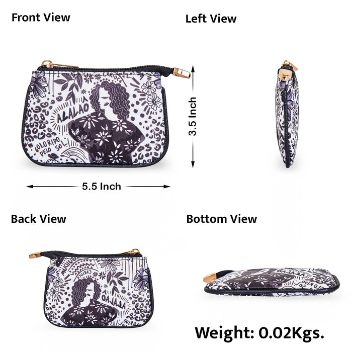 Women's monochrome coin pouch small wallet for travel and daily use-infograohic image