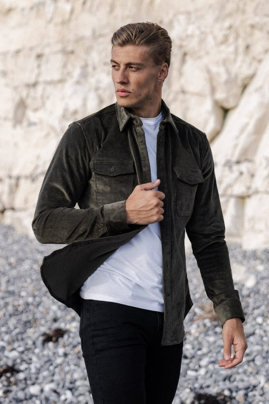 Cord Overshirt in Olive Green - TAILORED ATHLETE - USA