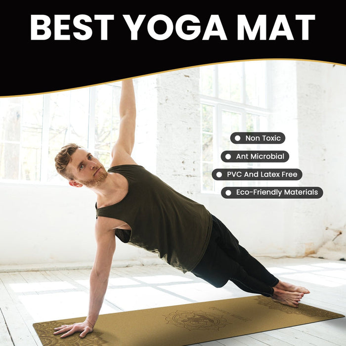 Cork Bundle - Yoga World UK - Cork Bundle includes 100% Cork Mat, Block & Wheel | Yoga World Shop UK | Cork Mandala Bundle | Cork Mat - Yoga Mat