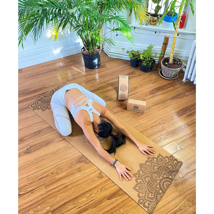 Cork Bundle - Yoga World UK - Cork Bundle includes 100% Cork Mat, Block & Wheel | Yoga World Shop UK | Cork Mandala Bundle | Cork Mat - Yoga Mat