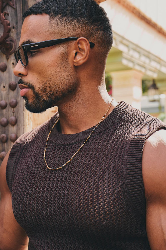 Crochet Knitted Tank Top in Chocolate - TAILORED ATHLETE - USA