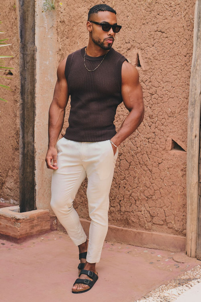 Crochet Knitted Tank Top in Chocolate - TAILORED ATHLETE - USA