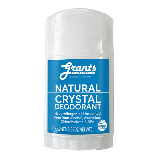 A deodorant tube of natural crystal deodorant.