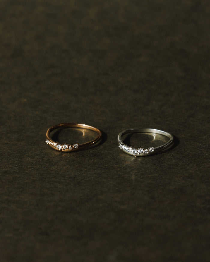 Dappled White Sapphire Flow Ring