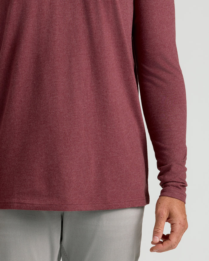 Dark Heather Clovewood Tall Long Sleeve T-Shirt worn with gray pants.