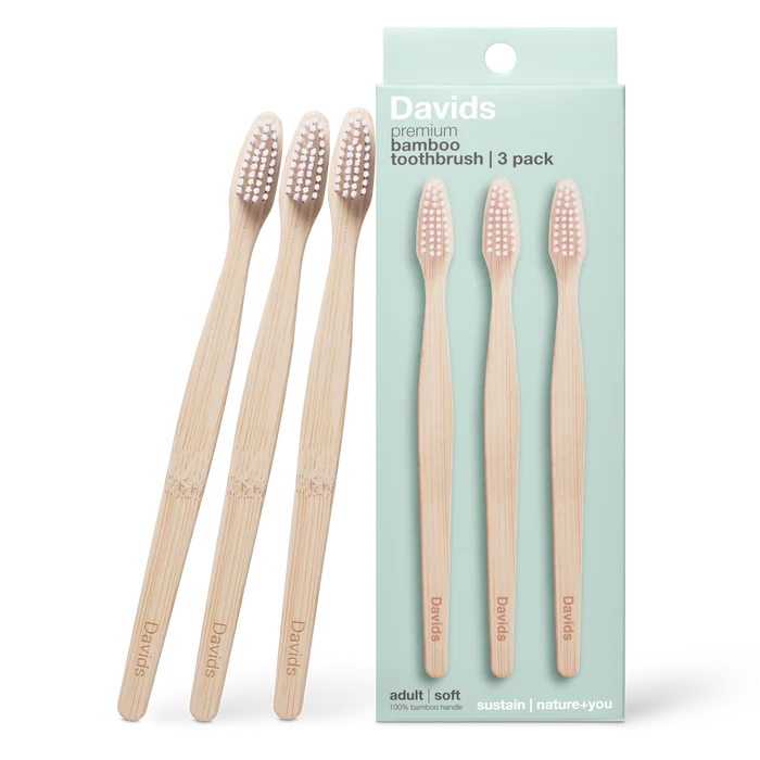 Davids premium bamboo toothbrush / adult soft / 3 pack