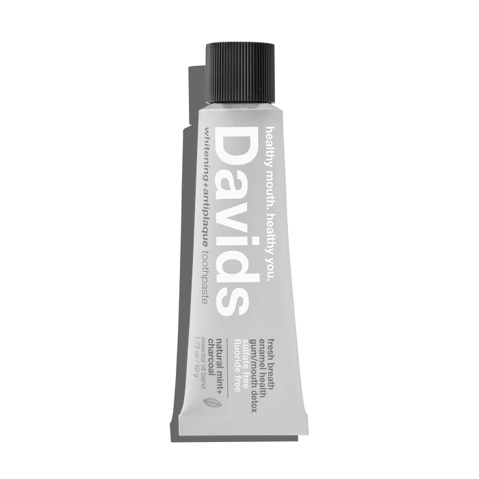 Davids travel size premium toothpaste / charcoal+peppermint