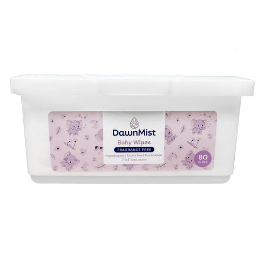 DawnMist Baby Wipes in Plastic Tub with Flip Top Lid, Unscented, 7" x 8"