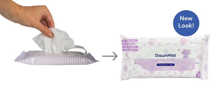 DawnMist Baby Wipes in Soft Pack with Peelable Lid, Unscented, 7" x 8"