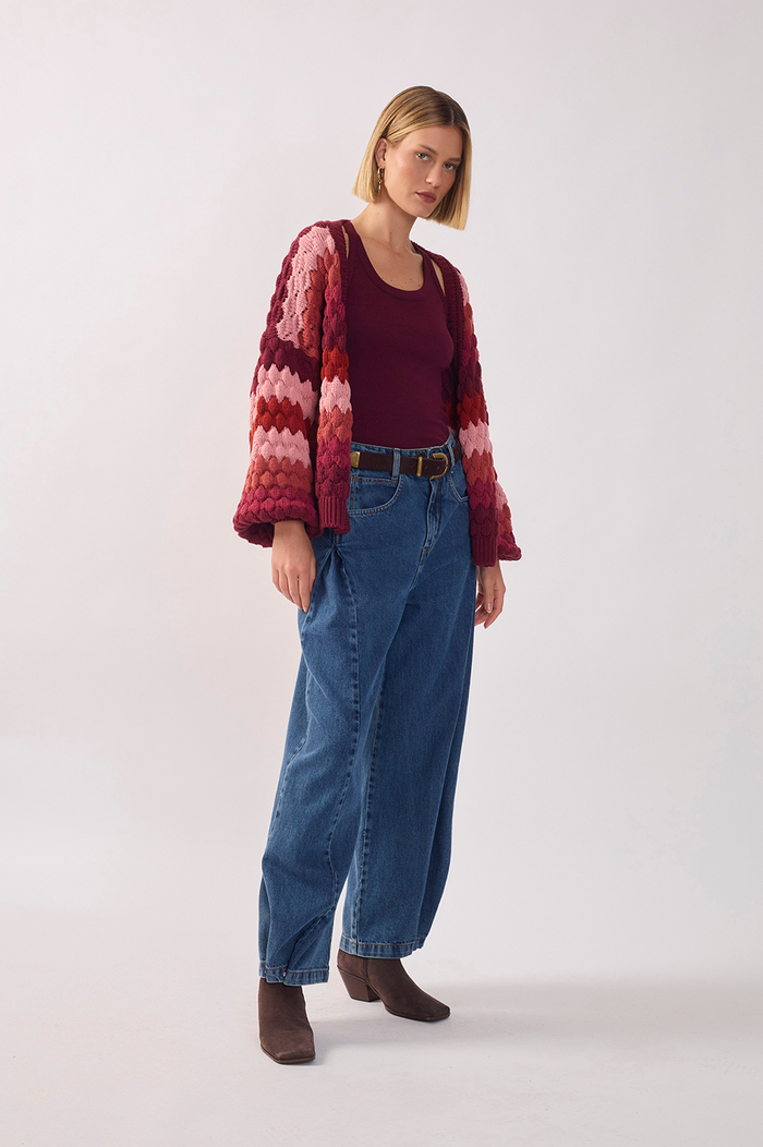 Denim Pleats Adjustable Hem Barrel Pants_2