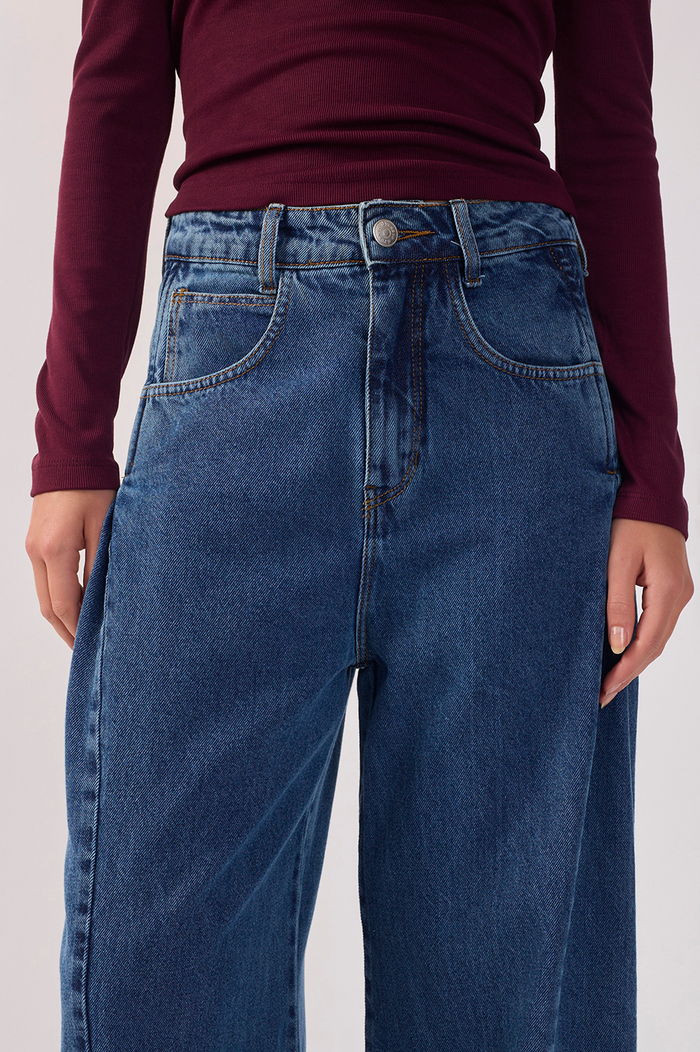 Denim Pleats Adjustable Hem Barrel Pants_5