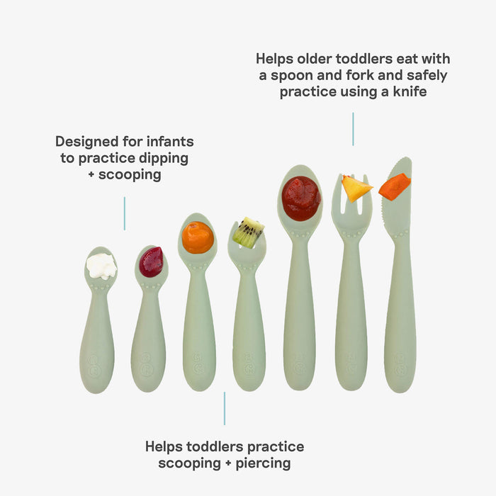 ezpz Developmental Utensil Set in Sage #color_sage