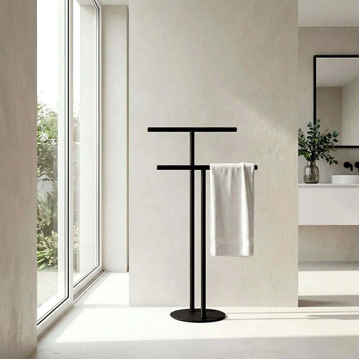 Double-T Stainless Steel Freestanding Towel Stand - Stainless Steel or Matte Black - SMEDBO