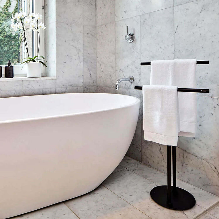 Double-T Stainless Steel Freestanding Towel Stand - Stainless Steel or Matte Black - SMEDBO