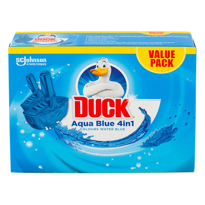 Duck Aqua Blue 4 in 1 Toilet Rim Block 2 Pack