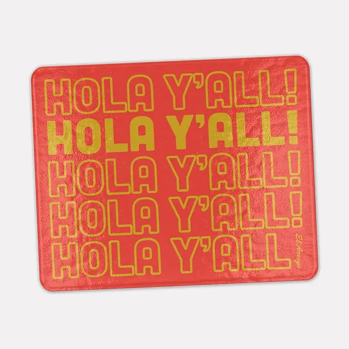El Arroyo Hola Y'all Mini Glass Cutting Board