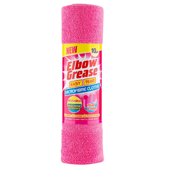 Elbow Grease Easy Tear Pink Microfibre Cloth 10 Pack