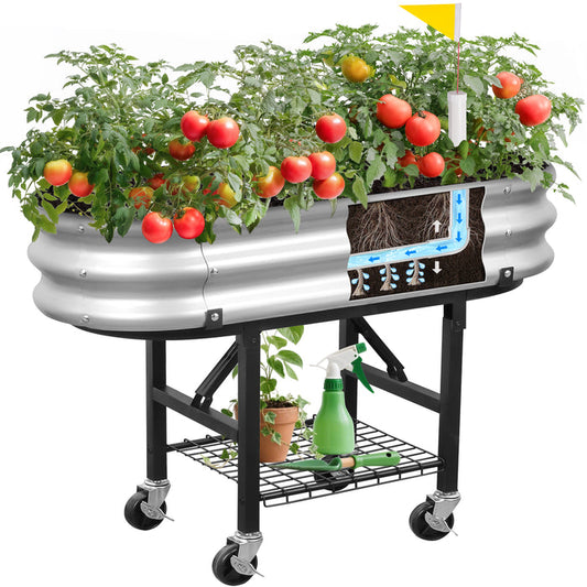 Elevated Raised Garden Bed with Legs and Lockable Wheels
