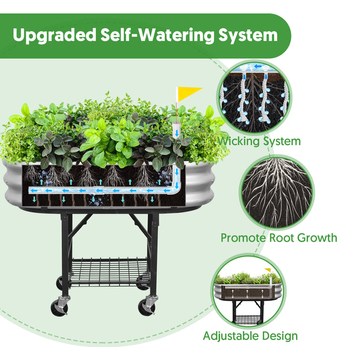 Elevated Raised Garden Bed with Legs and Lockable Wheels