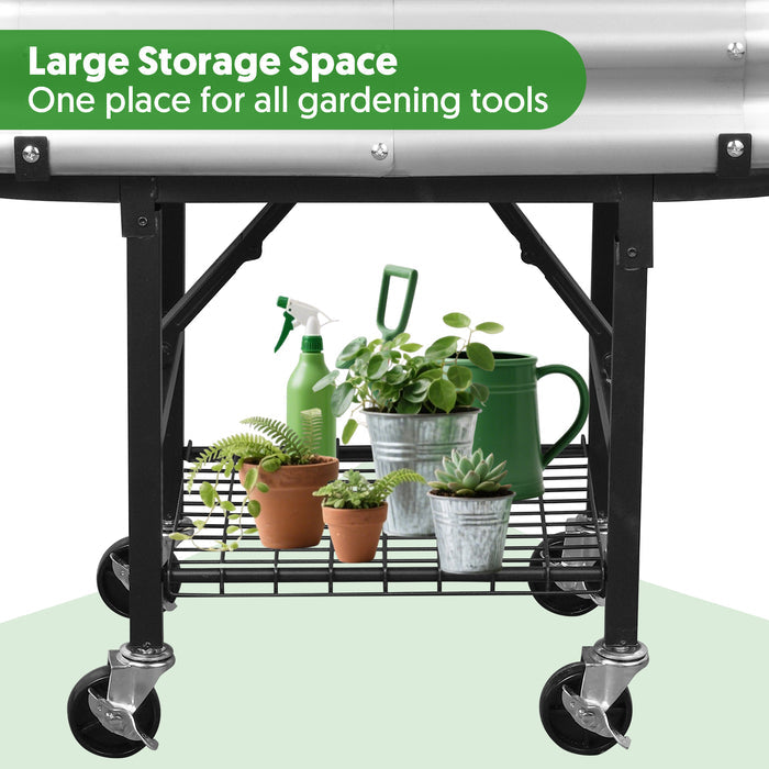 Elevated Raised Garden Bed with Legs and Lockable Wheels