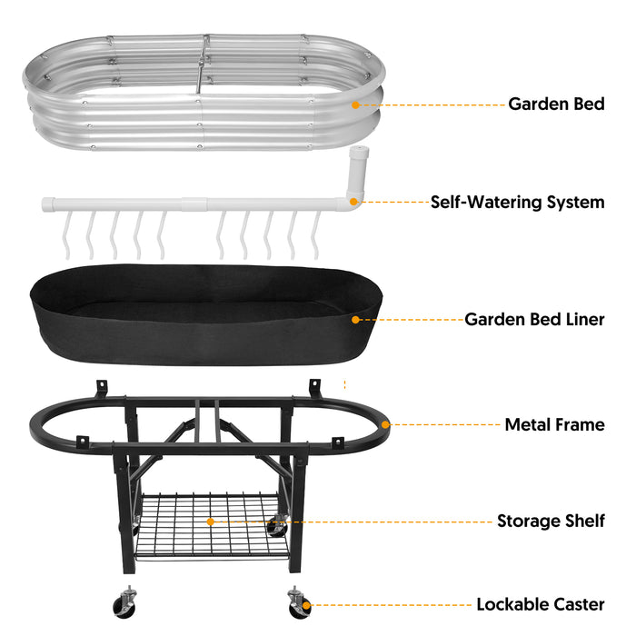 Elevated Raised Garden Bed with Legs and Lockable Wheels