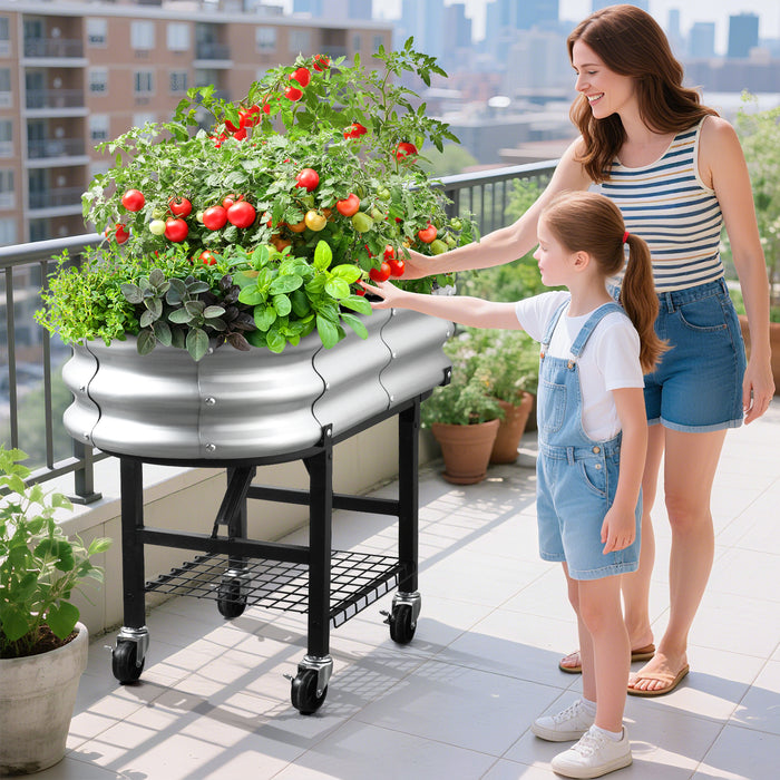 Elevated Raised Garden Bed with Legs and Lockable Wheels