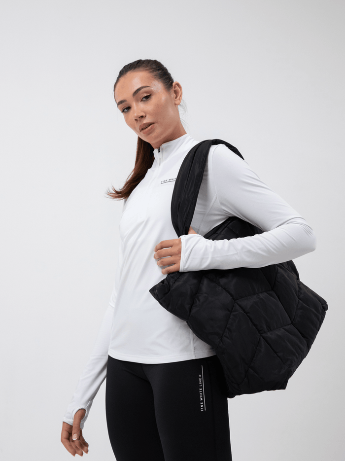 Fine White Line Padded Tote Bag - Bascora