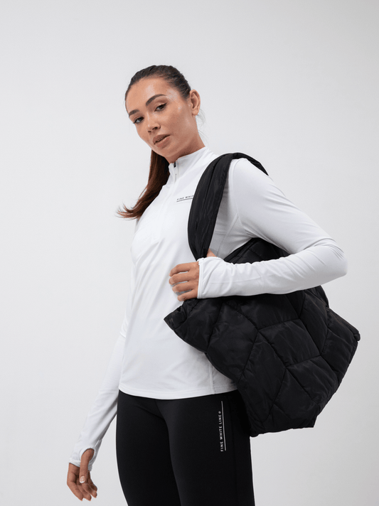 Fine White Line Padded Tote Bag - Bascora