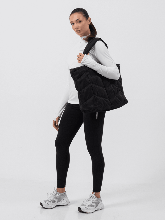 Fine White Line Padded Tote Bag - Bascora