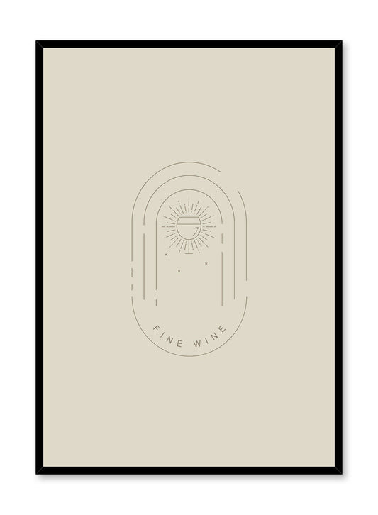 Minimalist design poster by Opposite Wall with Fine Wine abstract graphic design of wine bottle