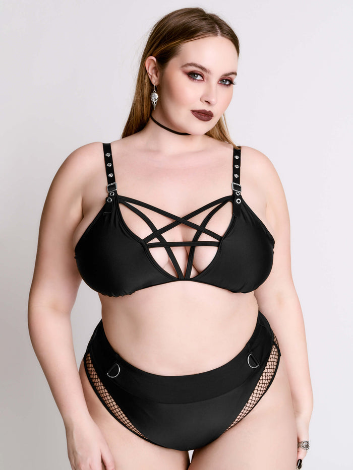 Fishnet Cut Out Swim Bottom