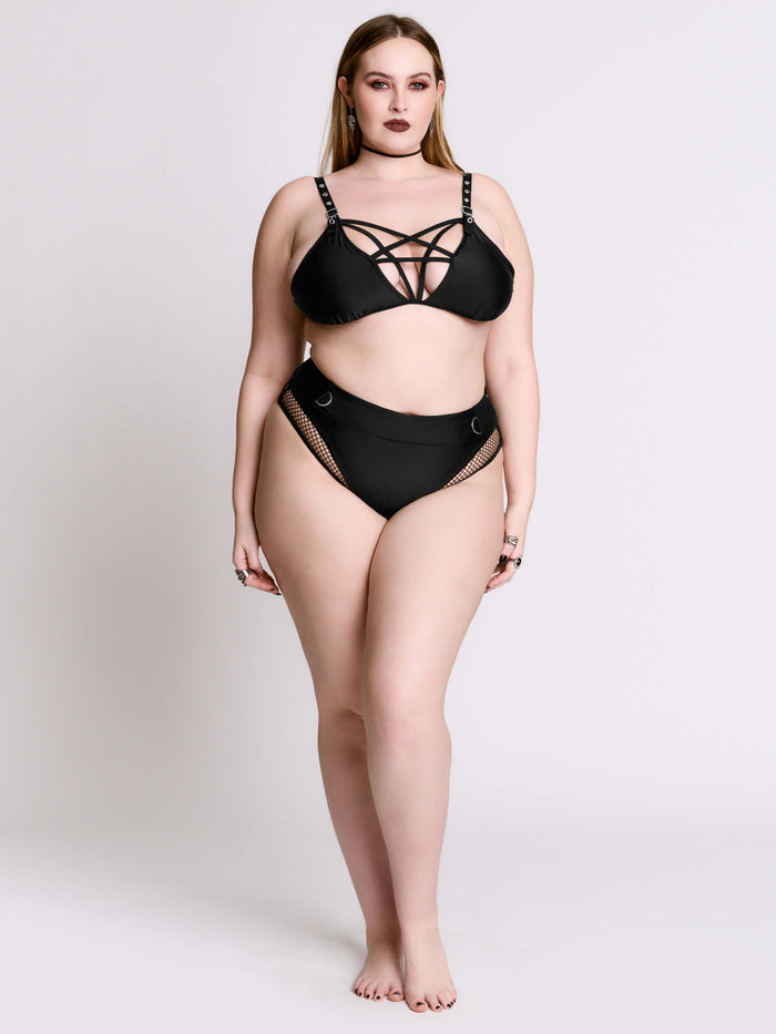 Fishnet Cut Out Swim Bottom