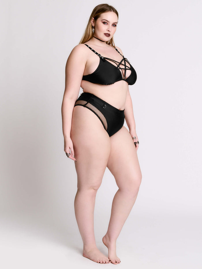 Fishnet Cut Out Swim Bottom